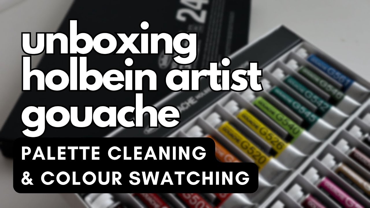 Unboxing Holbein Artist Gouache 24 Colour Set Pallette Cleaning and