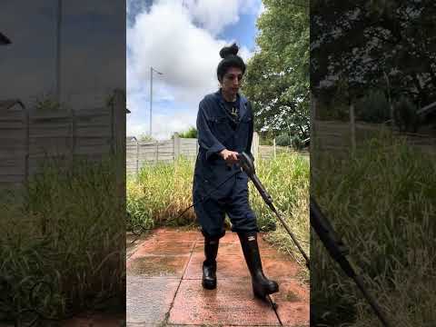 Jet washing the garden patio
