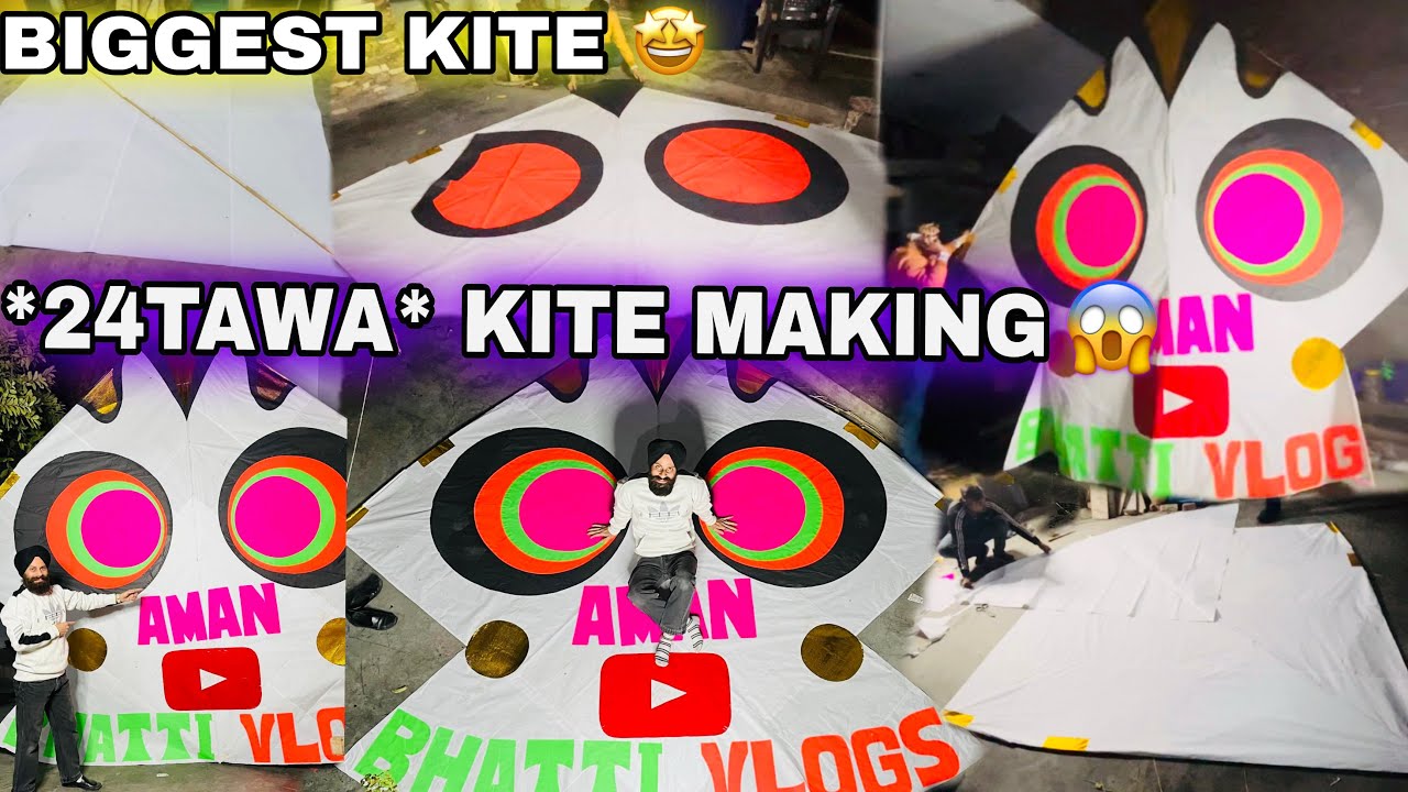 *24 TAWA *PAKISTANI DESIGN KITE MAKING 🪁🤩| HOW TO MAKE BIGGEST KITE !!😱
