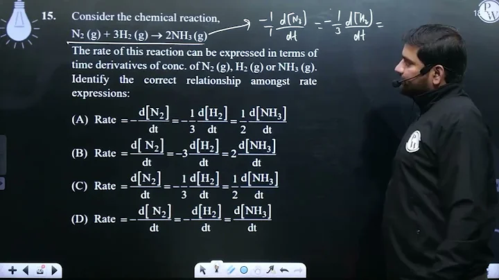 Consider the chemical reaction, N2 (g) + 3H2 (g) ⟶ 2NH3 (g) The rate of this reaction can be exp....