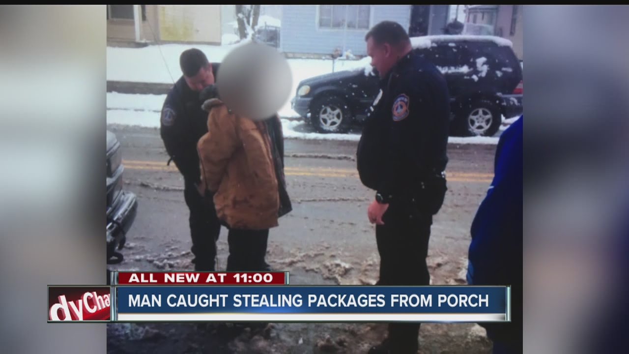 Man catches thief stealing packages from neighbor's front porch - YouTube