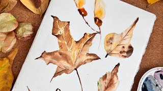 картинка: Как рисовать ОСЕННИЕ ЛИСТЬЯ акварелью? | Техника ПО МОКРОМУ | Акварельный скетчинг