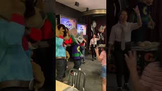 Here’s he come, Chuck E Cheese 1 2 3 Happy Birthday