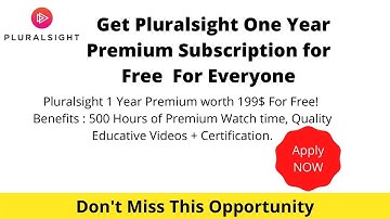 [English] Get Pluralsight One Year Premium Subscription for Free For Everyone | Computer Science |