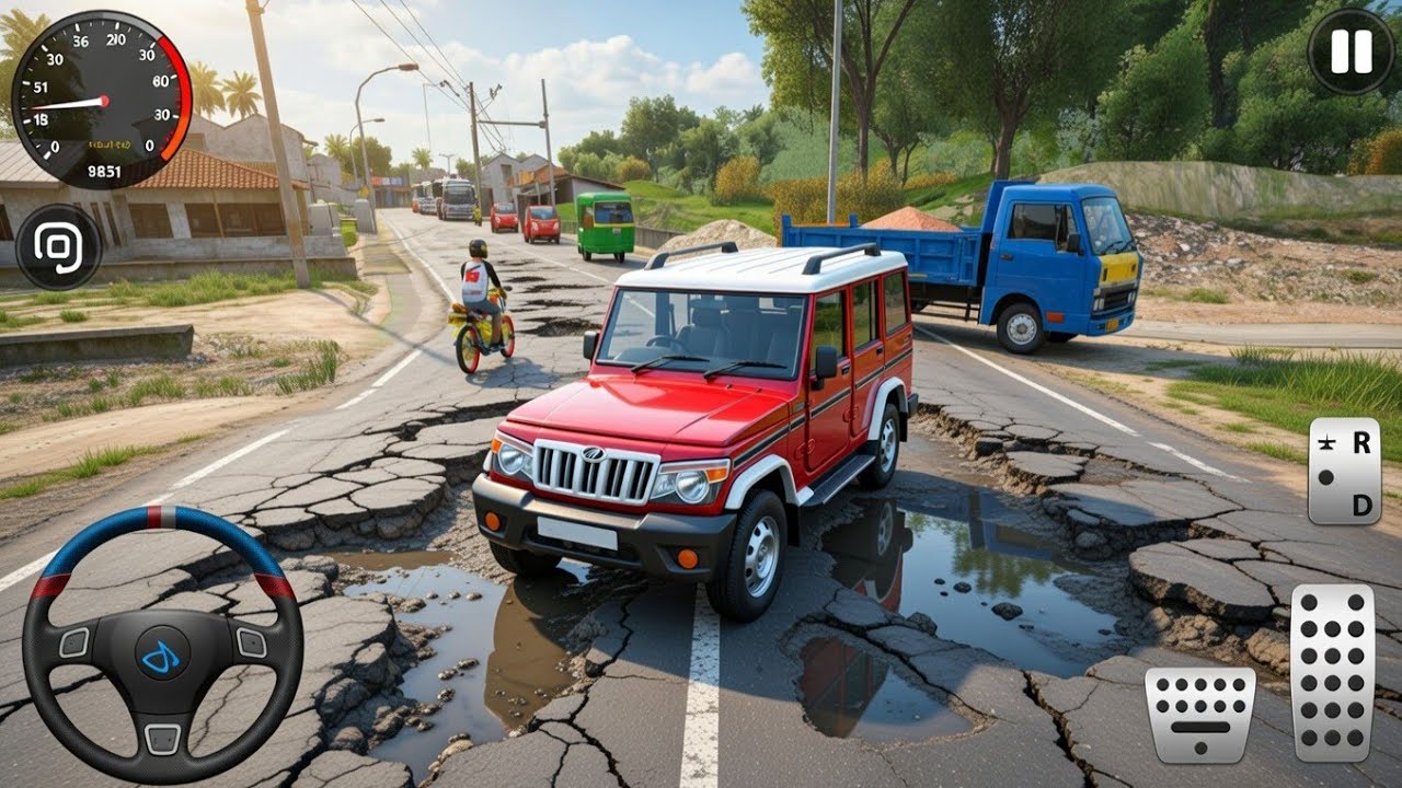 🚙 Bolero vs Broken Village Road 💥 | Off-Road Challenge BUSSID