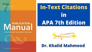 In-Text Citations in APA 7th Edition [Urdu/Hindi] | Dr. Khalid Mahmood