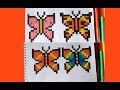 Как нарисовать Бабочку 4 Варианта по клеточкам в тетради How to Draw Butterfly Pixel Art