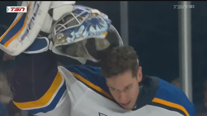 Jordan Binnington Takes Off Helmet And Tosses It T...