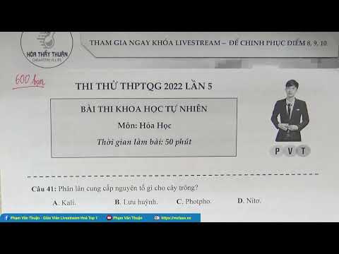 Live 51 Thầy Phạm Minh Thuận - Hóa 12 - Thi Thử THPT Quốc Gia lần 5