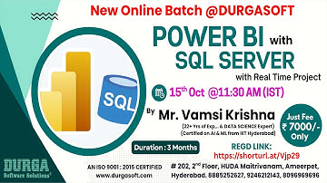 POWER BI with SQL SERVER Online Training @ DURGASOFT