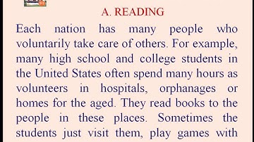 UNIT 4 VOLUNTEER WORK READING TIẾNG ANH 11 CƠ BẢN