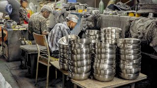 กระบวนการผลิตหม้อสแตนเลสจำนวนมาก โรงงานเครื่องครัวเกาหลี