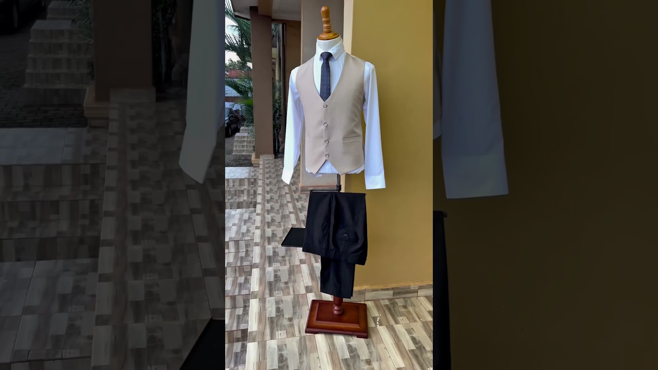 Checkered pastel white 3-piece suit 