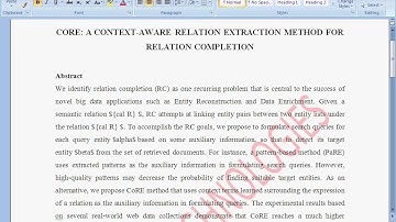 CoRE A Context Aware RelationExtraction Method for Relation Completion