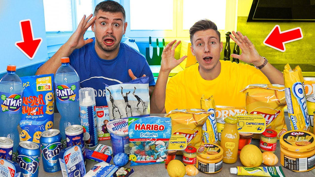 BLAUES ESSEN gegen GELBES ESSEN! 🔵💛 CHALLENGE (iCrimax vs. Russik)