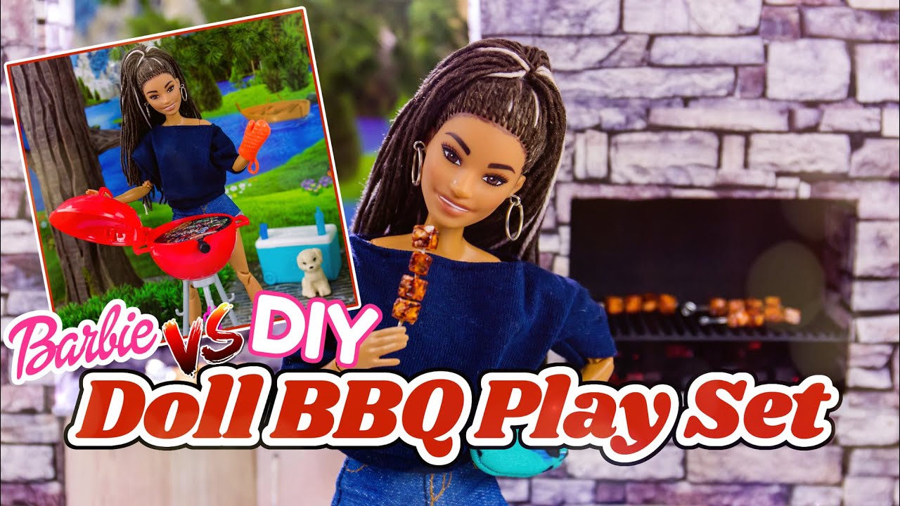 Duplicatie theorie Kind VERSUS: Barbie BBQ Play Set versus DIY BBQ Grill & Play Set - YouTube