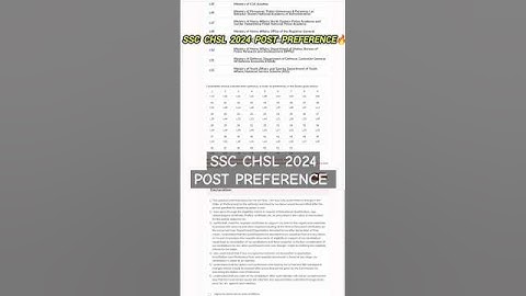 SSC CHSL 2024 POST PREFERENCE FORM!! #ssc #chsl #cgl #exam #ssccgl #trending #post #shorts #result