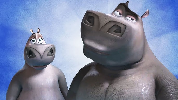 Left to right) A nighttime romantic moment between Gloria the Hippo (JADA  PINKETT SMITH) and watering hole lothario Moto Moto (will.i.am) is  interrupted by Melman (DAVID SCHWIMMER) in DreamWorks' “Madagascar: Escape 2