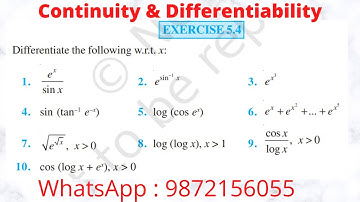 Differentiate the following w.r.t. x | e^x/sinx | log(log x) | cosx/logx | Differentiation | 12th