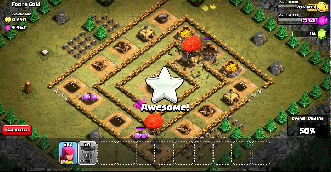 Clash Of Clans single player level 18 Fools Gold YouTube