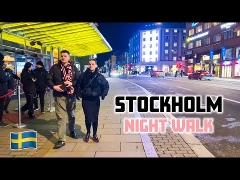 Saturday Night in Stockholm, Sweden - Walking Tour (4K 60fps HDR)