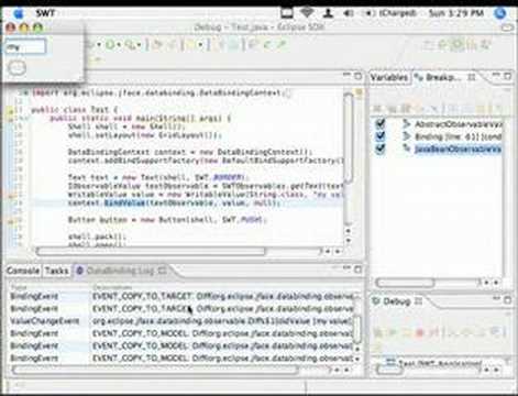 View JFace databinding events in the Eclipse debugger