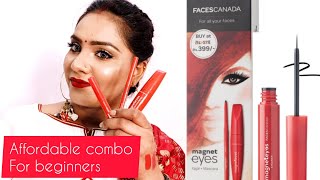 FACES CANADA EYELINER KAJAL MASCARA REVIEW//AFFORDABLE COMBO//NEHASMARTY