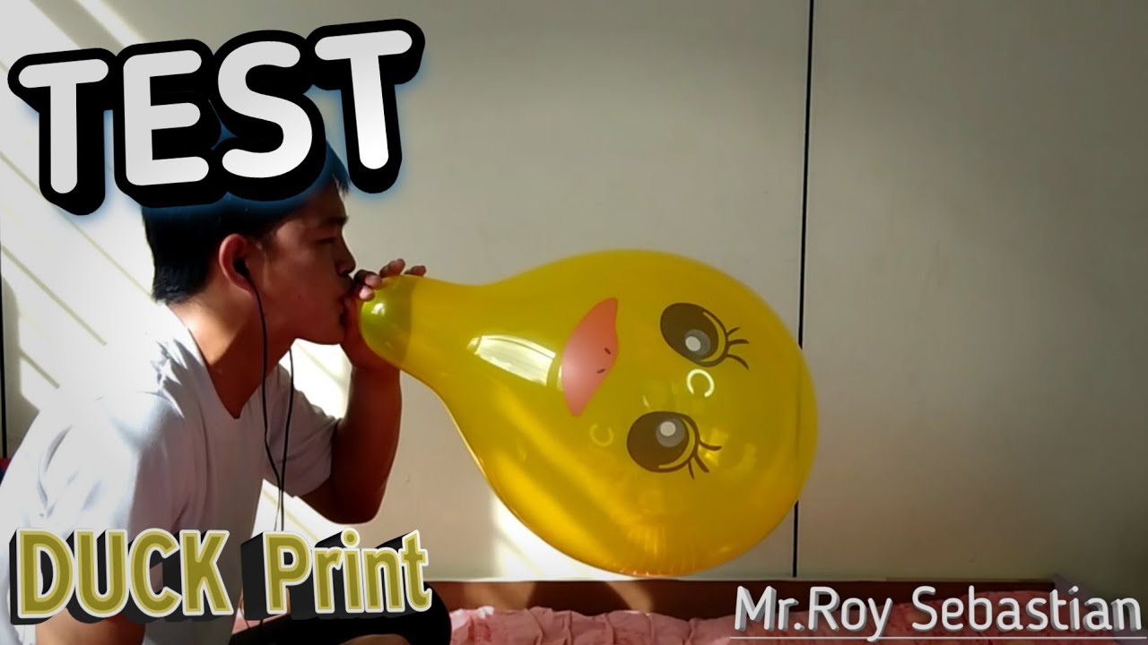 Test Balloon Yellow Duck Print Blowing Pop!!
