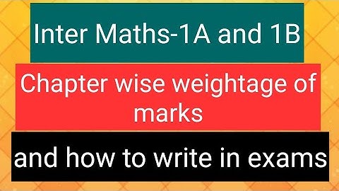 Inter maths 1(A) and 1(B) chapter wise weightage of marks
