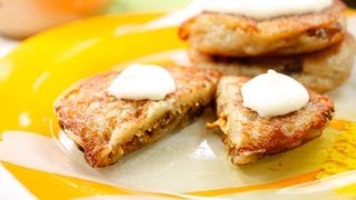 Картофельные оладьи фаршированные грибами видео рецепт Картофельные оладьи фаршированные грибами видео рецепт