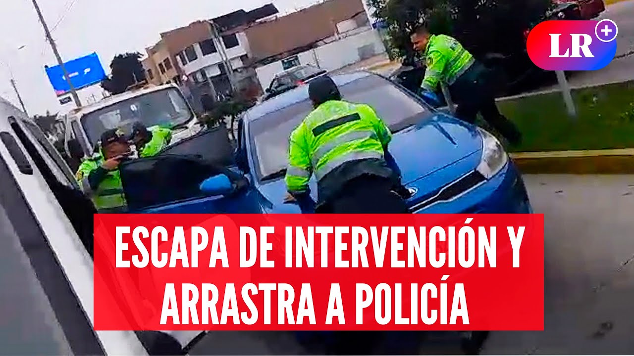 Conductor arrastra a policía sobre el capot de su auto en CHORRILLOS al huir de intervención | #LR