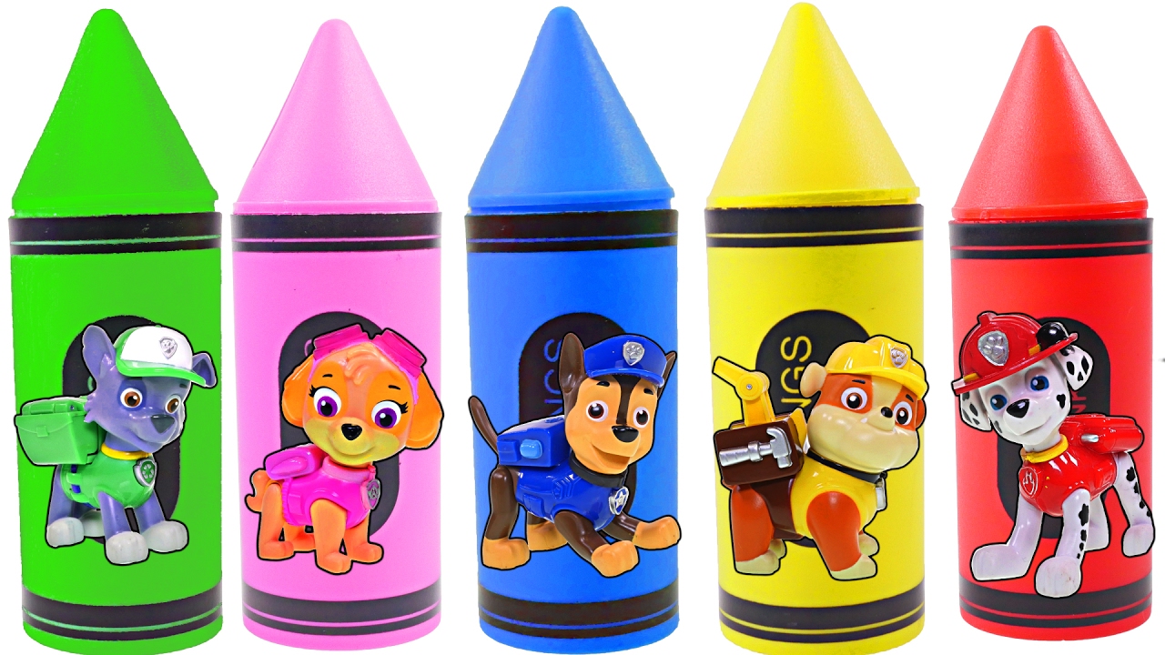 Mejores Videos para Niños Aprendiendo Colores - Patrulla de Cachorros  Crayones Juguetes Sorpresa 