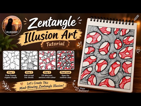 Easy Zentangle Line Art Tutorial | Abstract Doodle Drawing Step by Step | Relaxing Art