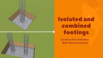 Isolated and Combined footings of Building 3D animated illustration