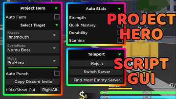 [WORKING!] ROBLOX PROJECT HERO SCRIPT GUI | AUTO FARM, AUTO STATS & MORE COMING VERY SOON (PASTEBIN)
