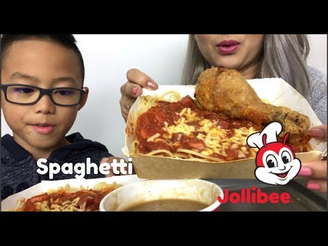 JOLLIBEE Spaghetti + FRIED Chicken and Peach Mango Pie [ Mukbang | ASMR ] N.E Letseat