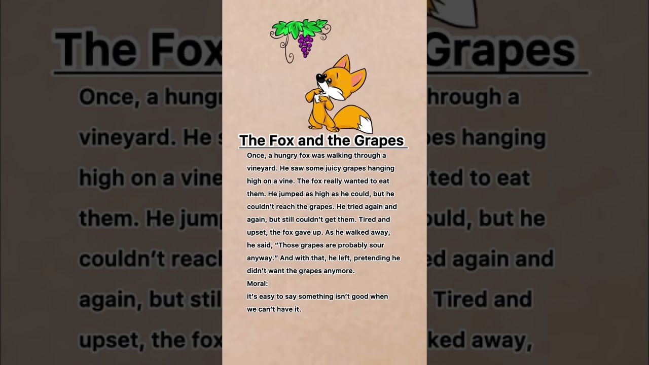 The Fox And Grapes English Moral Story Short 
