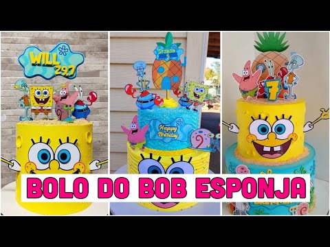 IDEIA DE BOLO NO TEMA BOB ESPONJA/BOLO DO BOB ESPONJA/BOLO BOB ESPONJA