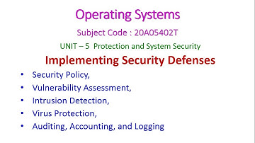 Implementing Security Defenses-Operating Systems-20A05402T-UNIT – 5  Protection and System Security