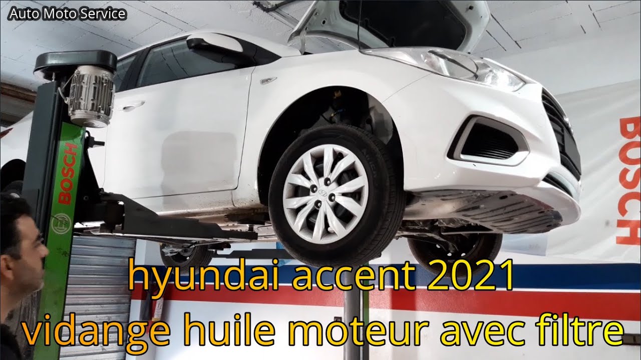 Vidange huile moteur Hyundai Accent 2021تغيير زيت وفلتر المحرك هيونداي