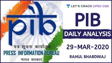 29-Mar-2020 | PIB Daily Analysis | UPSC CSE 2020/2021 | Rahul Bhardwaj
