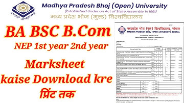 MP Bhoj BA Bsc B.com NEP Result kaise Download Kre 2025 |Bhoj University Result kaise download kre