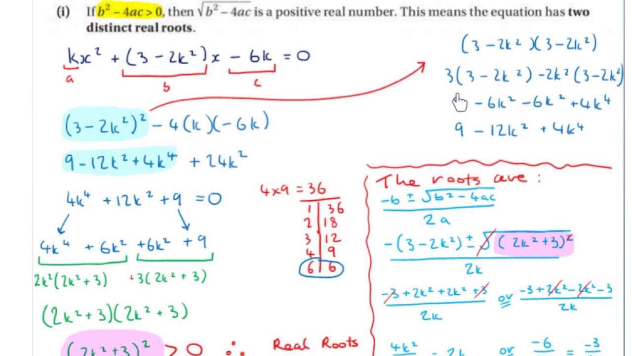 LC HL prove the roots of the quadratic equation are real and express ...