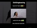 Important Topics for Civil Engineering 😱#btechiyear #rtuexamquestion #exam #importantquestions