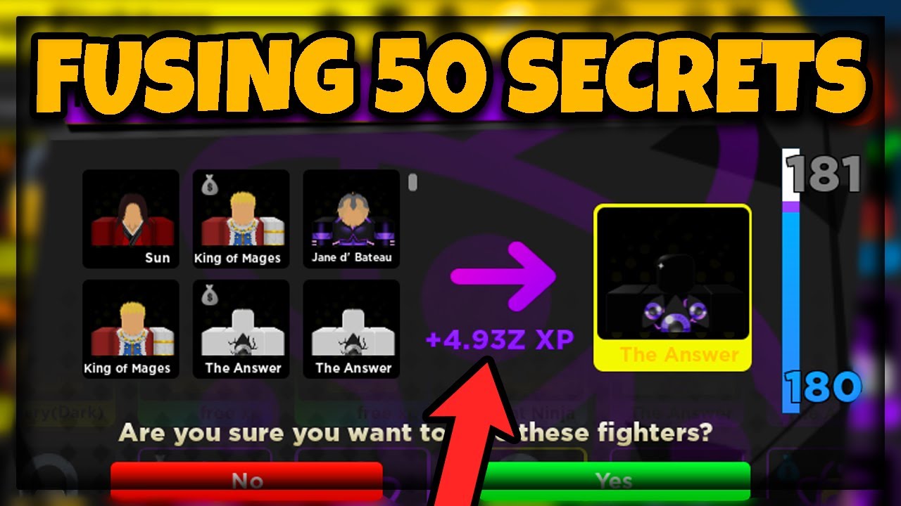 fusing 50 SECRETS into my SHINY SECRET (Roblox Anime Fighters Simulator)