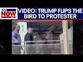 VIDEO: Trump appears to flip the bird to plant worker
