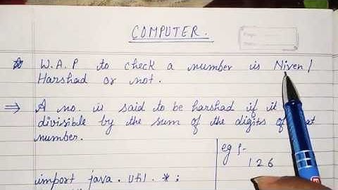 Program to check number is Niven/Harshad or not in java.