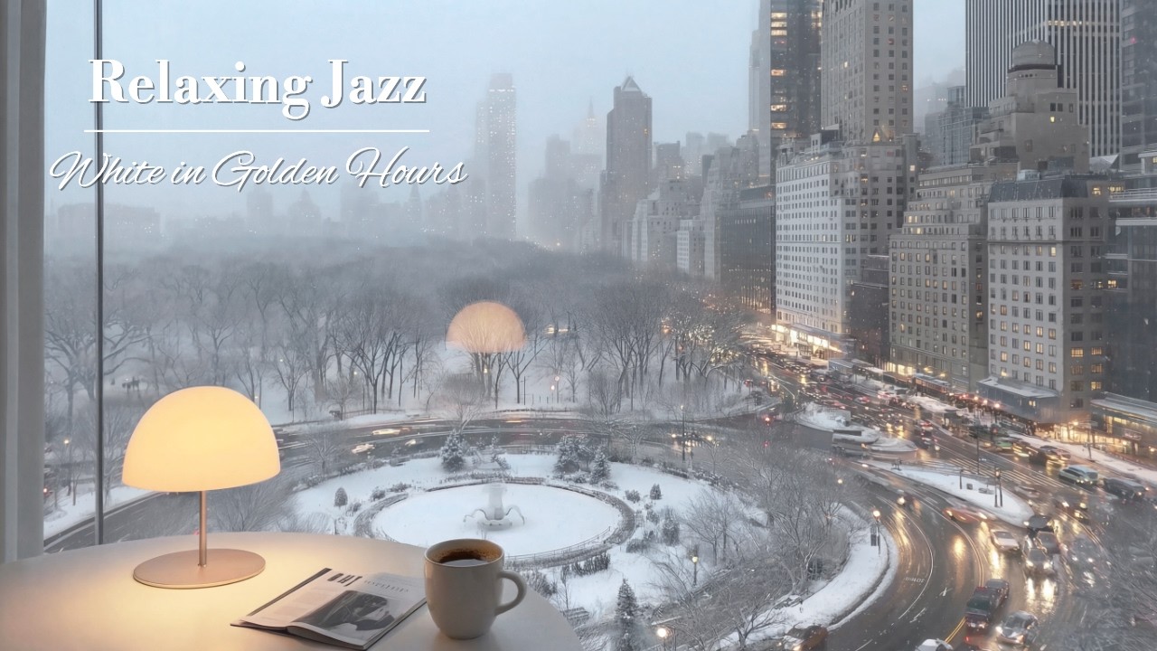 센트럴파크 입구가 보이는 창가, 겨울 오후의 감성 재즈 🎷 | Snowy New York Jazz for Relaxing