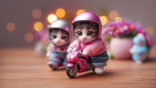 mini cat riding a motorbike || image of a mini cat riding a motorbike