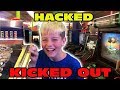 Kid Temper Tantrum Hacking Arcade Machines - BUSTED - Gets Kicked Out